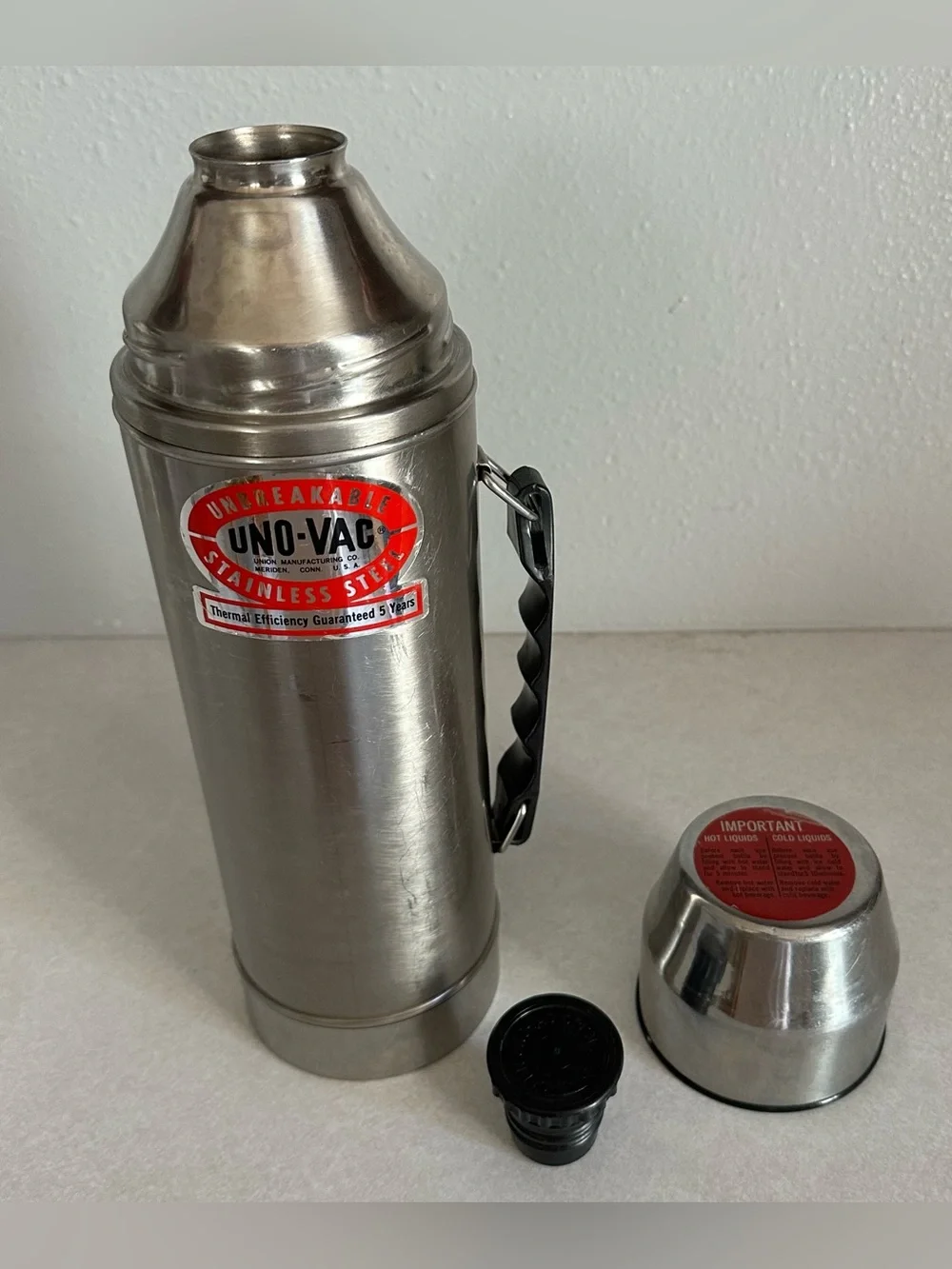 Vintage Uno-Vac MADE IN THE USA Unbreakable Stainless Steel Thermos 32oz